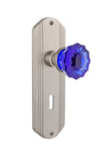 Cobalt Crystal Satin Nickel Interior Mortise Door Knob K581