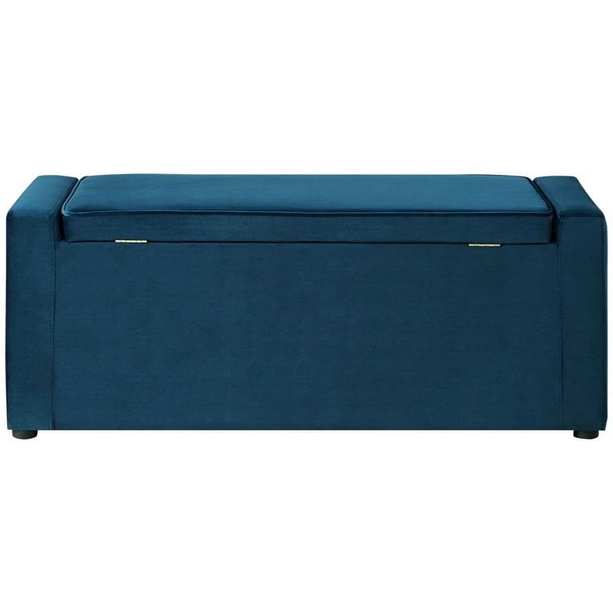 Blue Velvet Upholstered Bench with Shoe Storage A292202