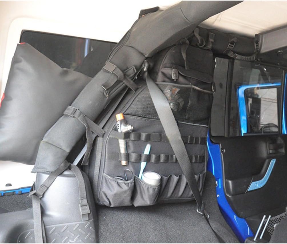 Roll Bar Storage Bag with Multi-Pockets for Jeep Wrangler JKU 4 Doors O82391