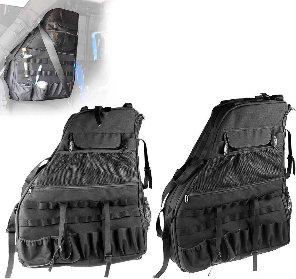 Roll Bar Storage Bag with Multi-Pockets for Jeep Wrangler JKU 4 Doors O82391