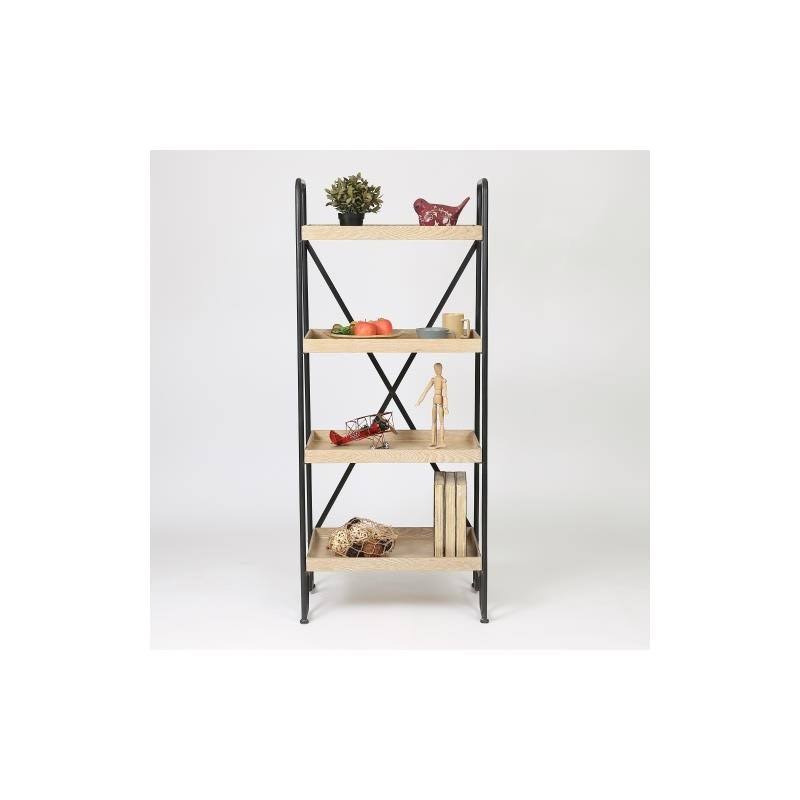 63in. H Wood and Metal Etagere Bookcase C901