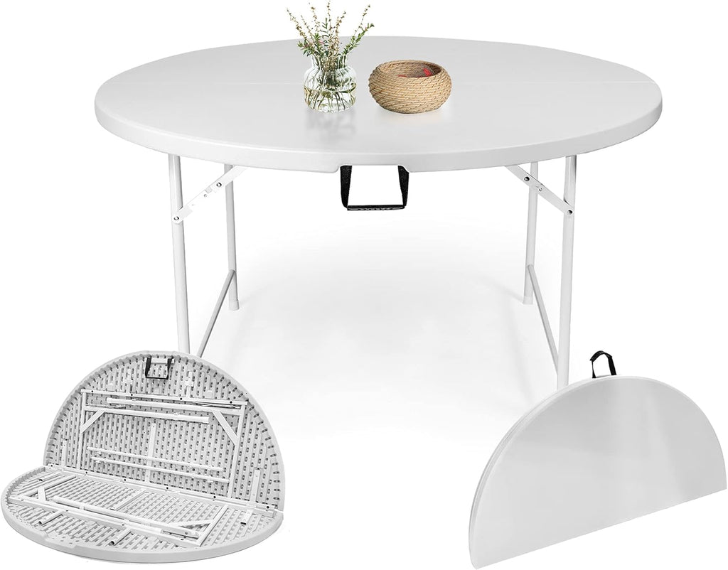 5 Pack Round Folding Table, 53” Dia Portable Card Table W55796