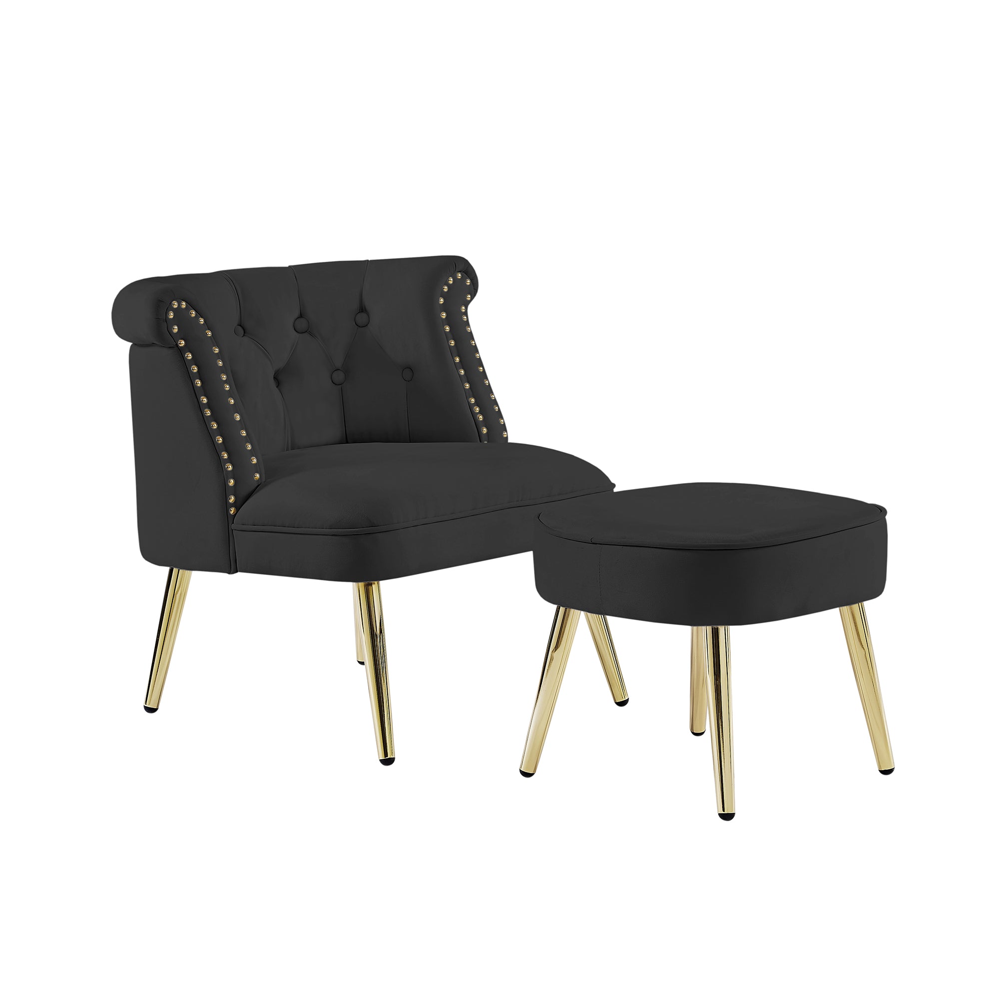 Black Armchair with Ottoman Y22039