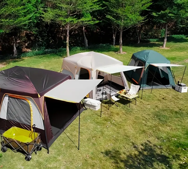 Outdoor Multi-person Camping Tent, Two Rooms One Living Room, Portable Family Camping Tent E4972