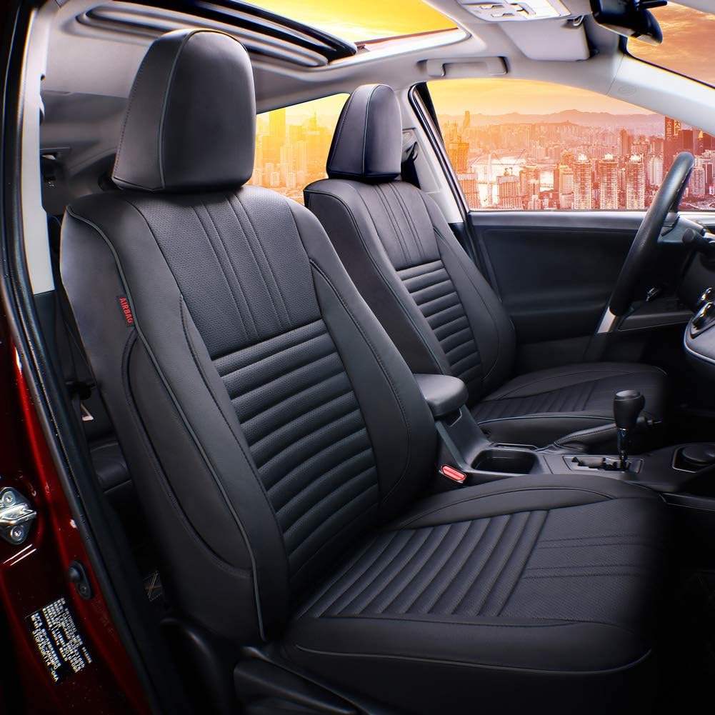 Full Set Car Seat Covers Leatherette Black B430202