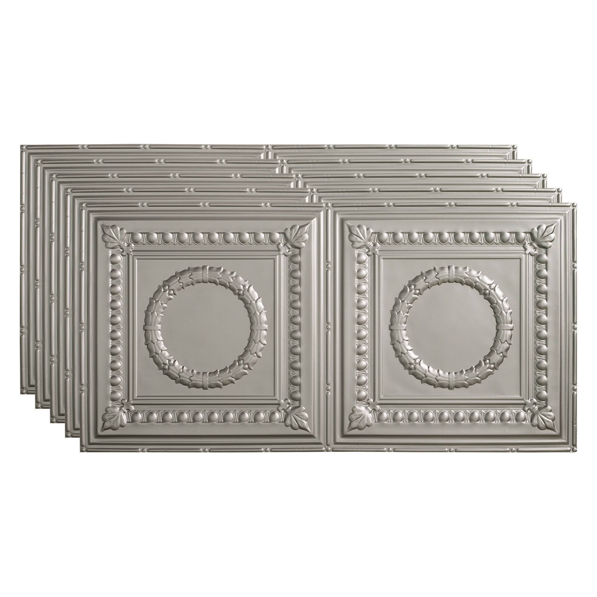 Argent Silver 2ft x 4ft Glue Up Vinyl Ceiling Tile (5 Pack) V5353