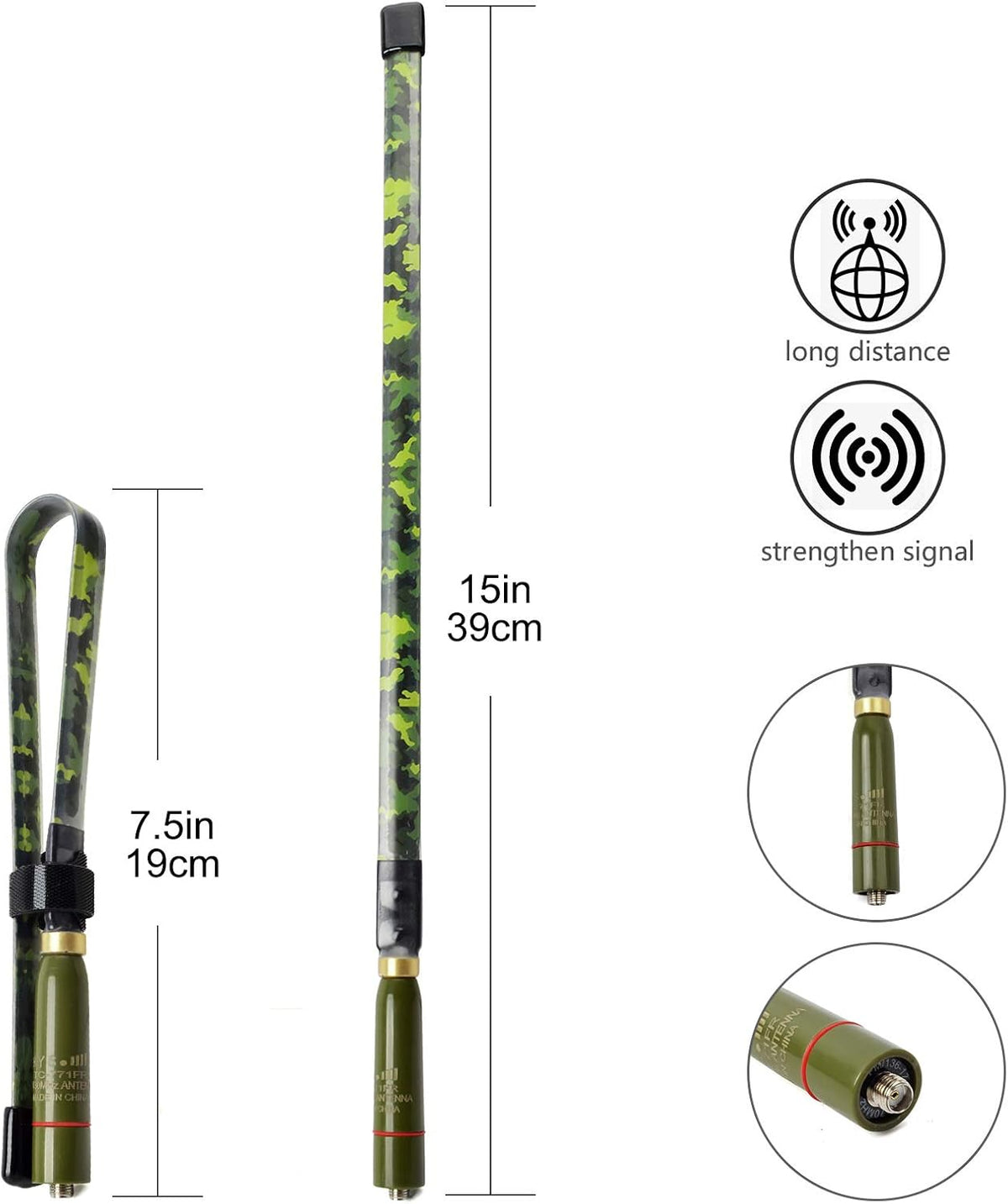 Tactical Foldable Dual Band Antenna, 144/430Mhz UHF VHF 15.3inch SMA-Female Antenna X2369