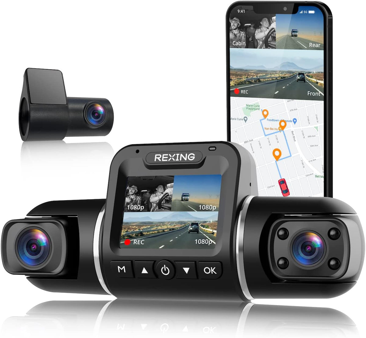 Dual Camera Dash Cam with 2.7” LCD Screen and WiFi F719435