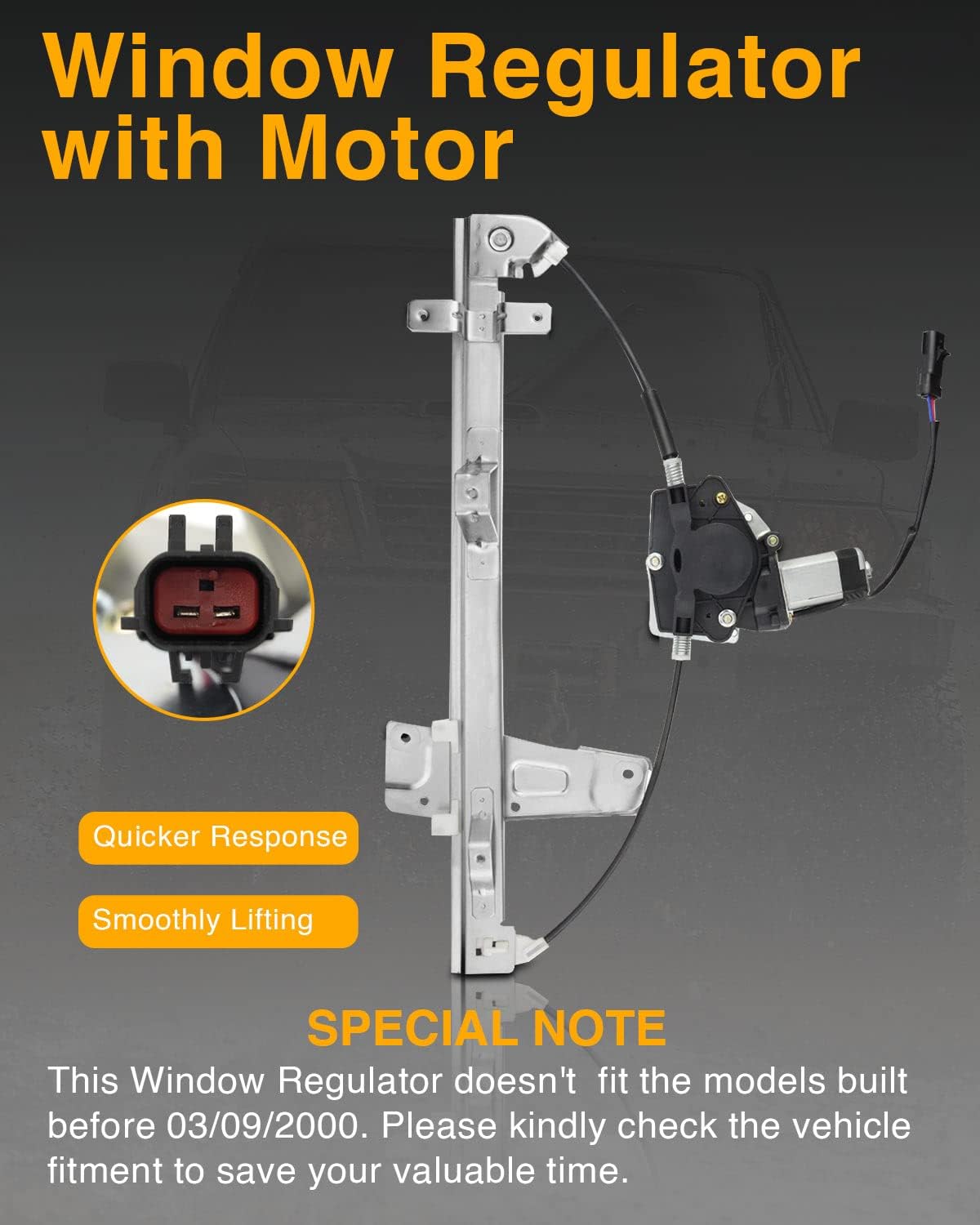 Power Window Regulator with Motor for Jeep Grand Cherokee WJ 2001-2004 Front Left Driver Side Pack of 2 M342044