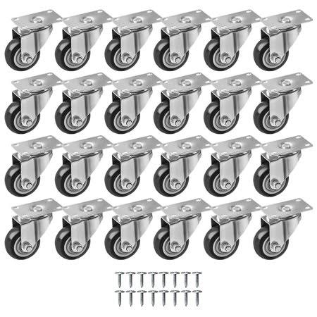 24 Pack Swivel Plate Caster Wheels with Screws O668250