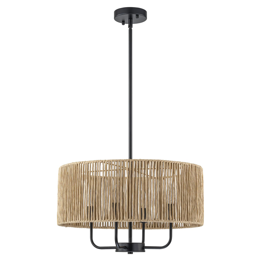 4-Light Handwoven Rope Drum Chandelier P6511