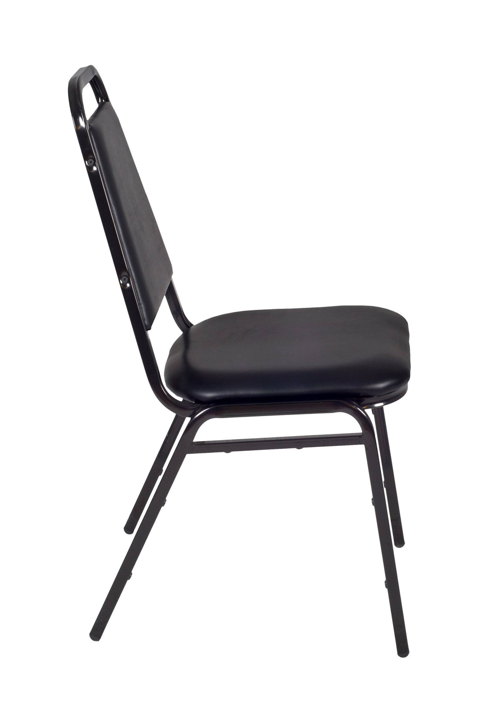 36x22 Round Breakroom Table Maple Chrome with 4 Stack Chairs Black S994329