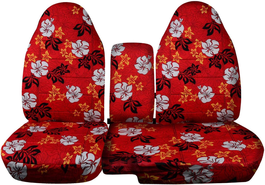 Red 60/40 Split Bench Seat Covers with Center Armrest Cover H19663
