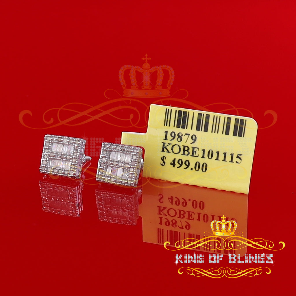 925 White Silver Diamond Square Stud Earring Z70809