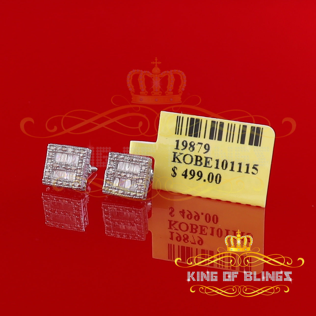 925 White Silver Diamond Square Stud Earring Z70809