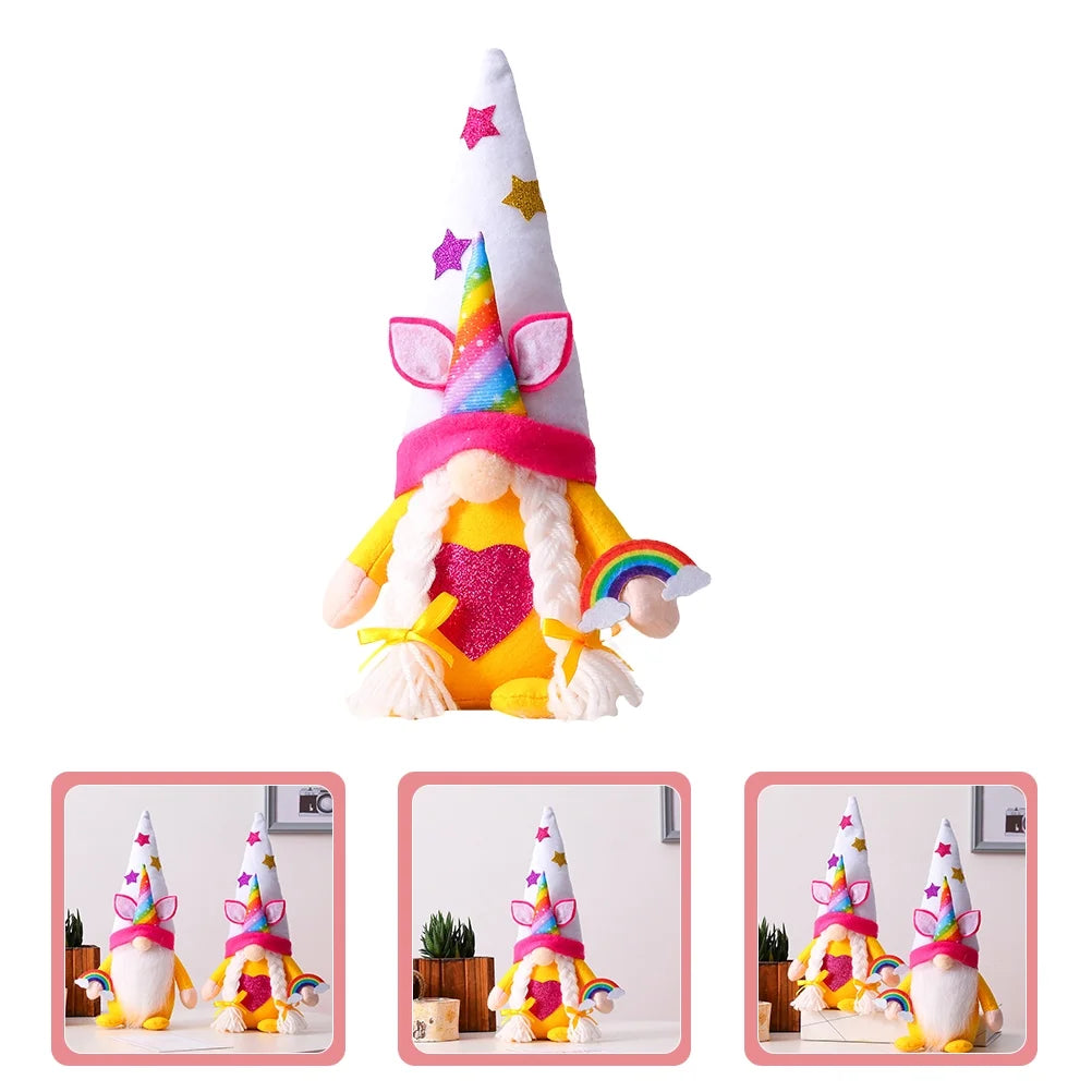 Unicorn Rainbow Plush Gnome Doll Y275