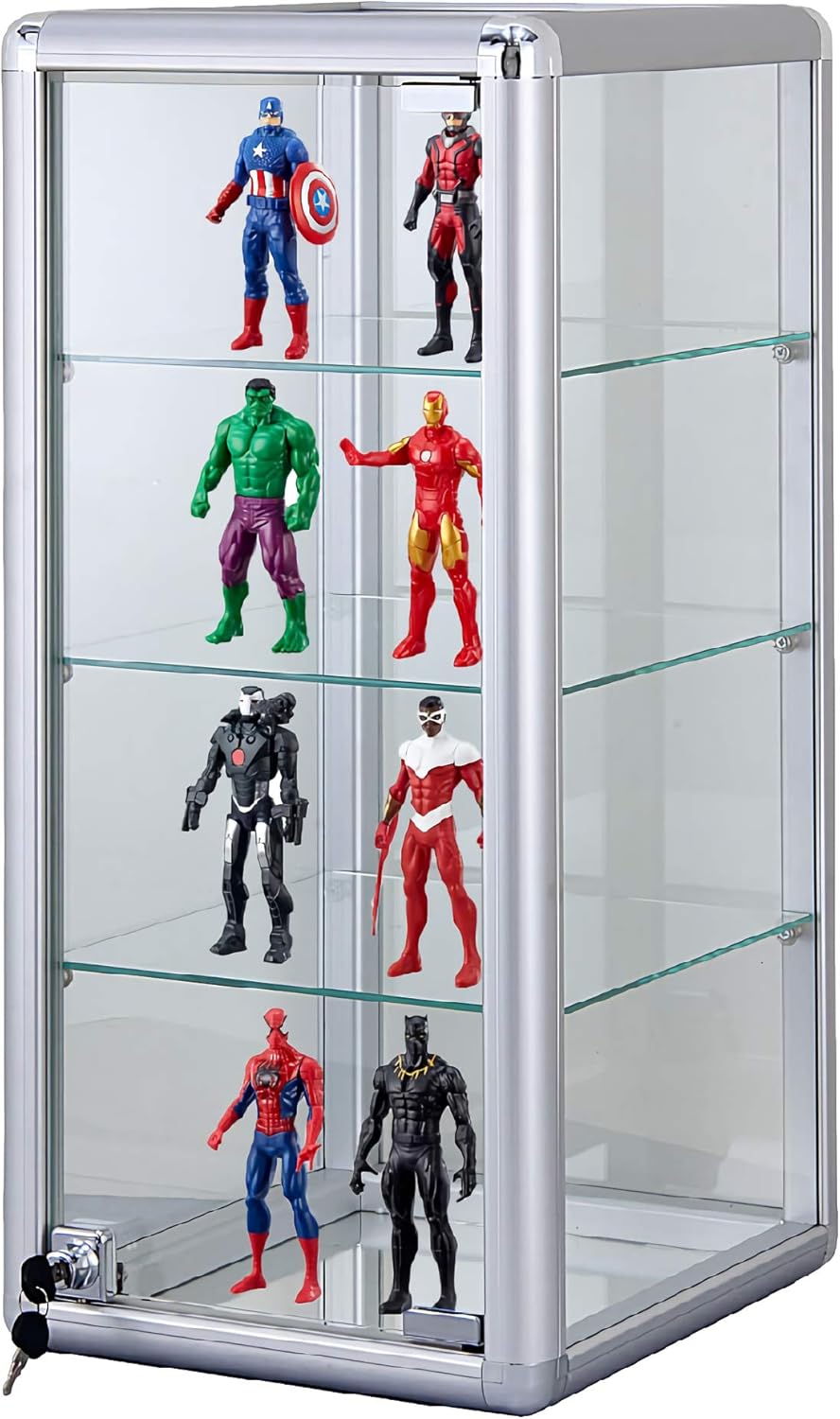 Counter Top Aluminum Frame Tempered Glass Display Showcase, 3 Shelves R577