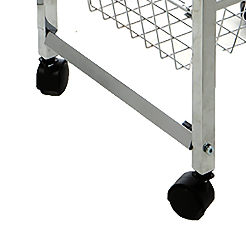 4 Tier Wire Basket Cart with Wood Surface H6945