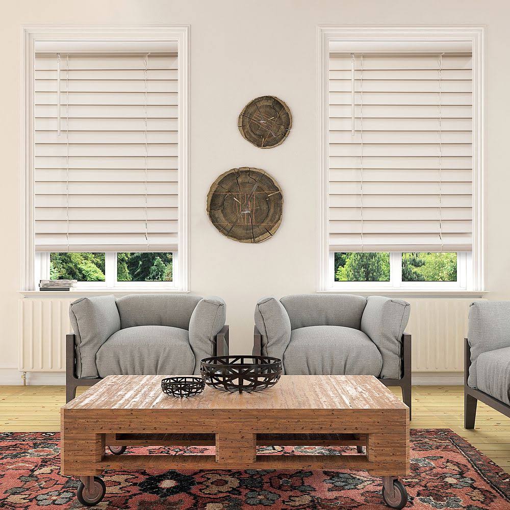 White 53.5x22 Cordless Faux Wood Blinds R680