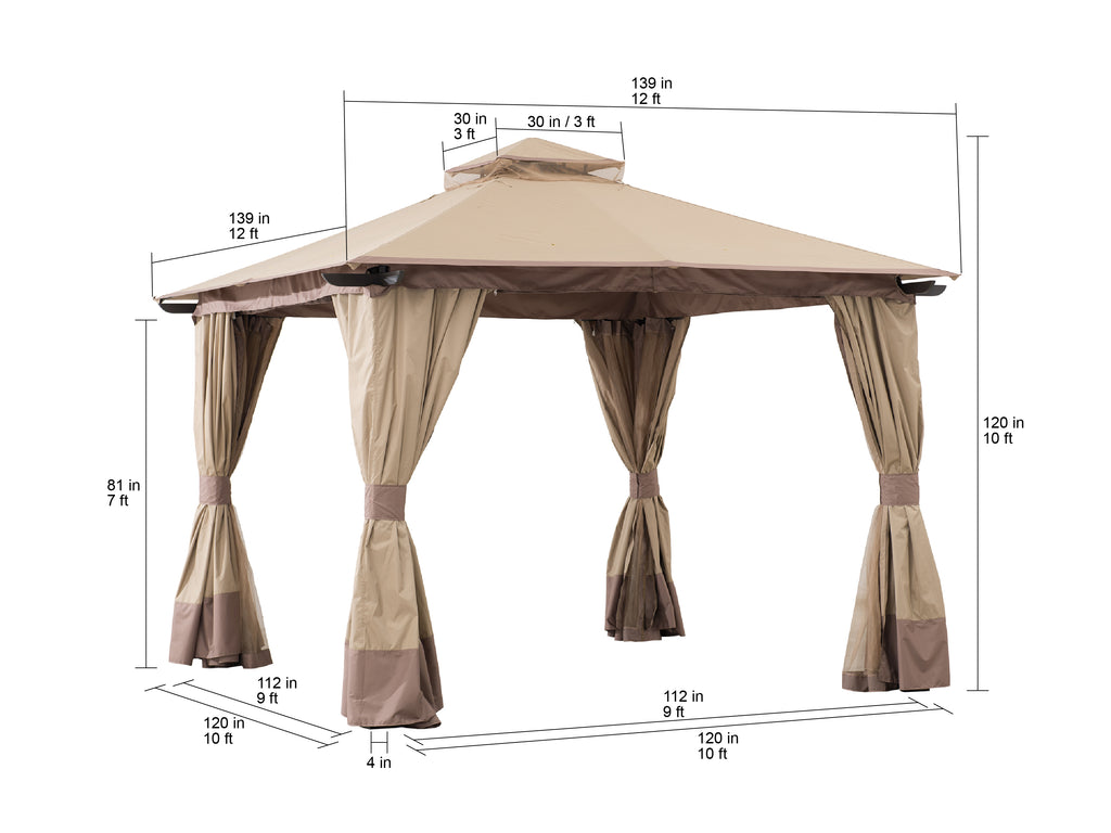 Steel Gazebo with 2-Tier Hip Roof J375598
