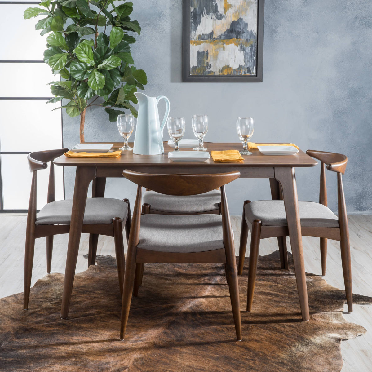 5 Piece Walnut Finish Dining Set A457