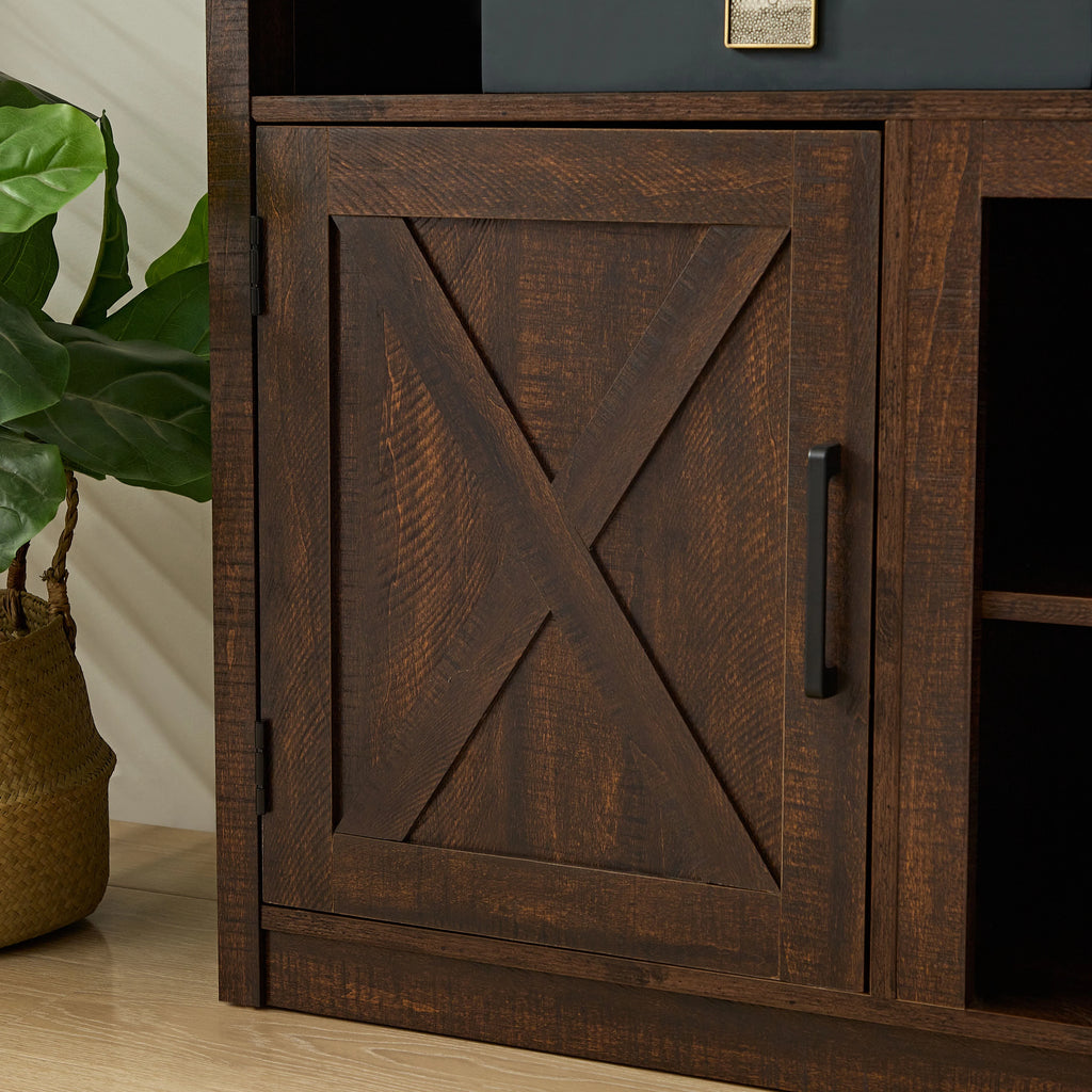 Espresso TV Media Stand with Open Shelves and Closed Cabinets K376728