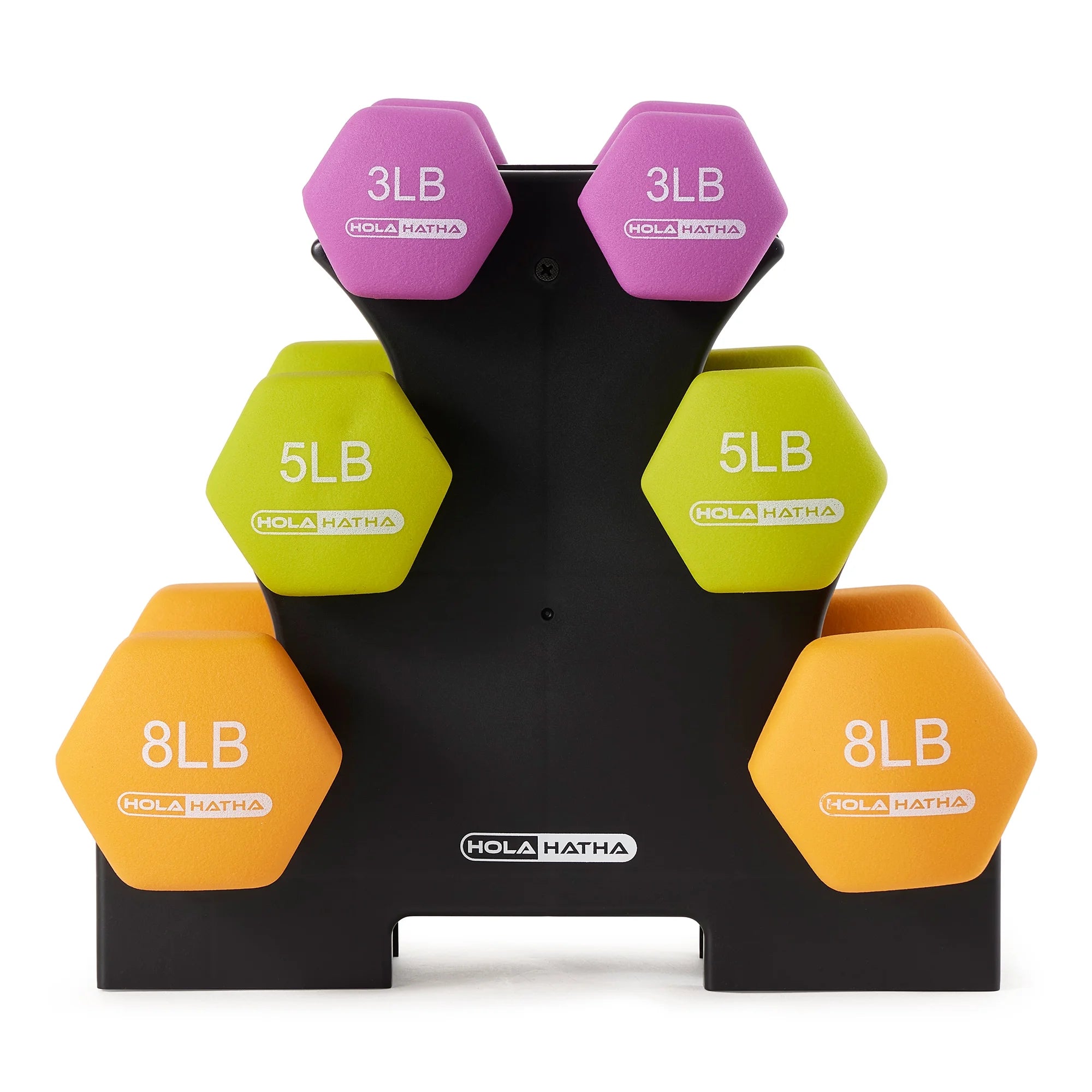3, 5, and 8 Pound Dumbbell Hand Weight Set with Storage Rack P3401
