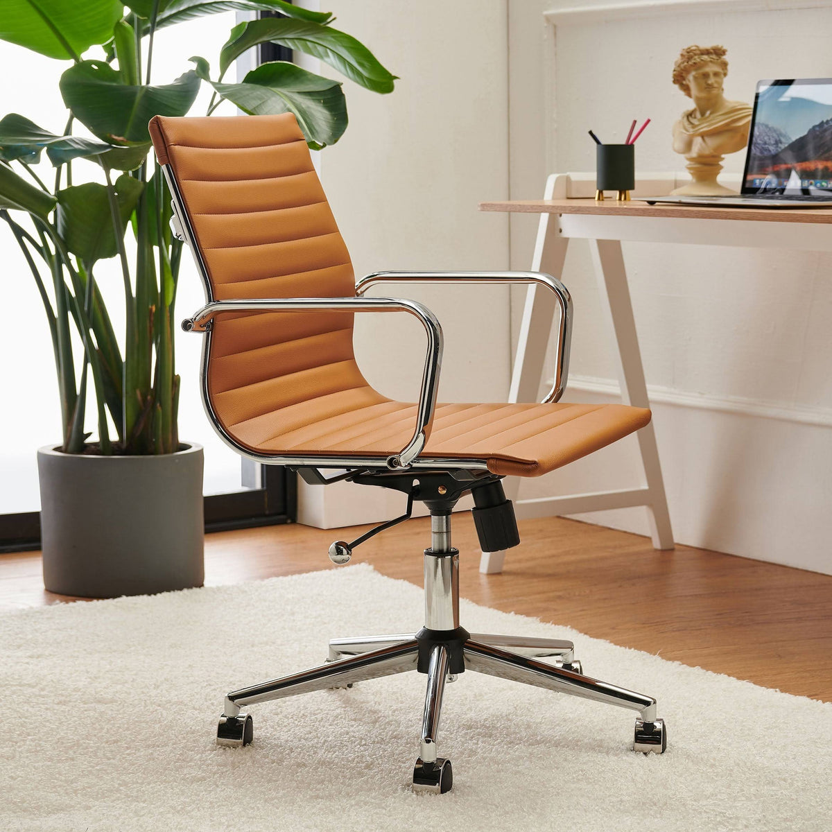 Tan Adjustable Swivel Office Chair N294871