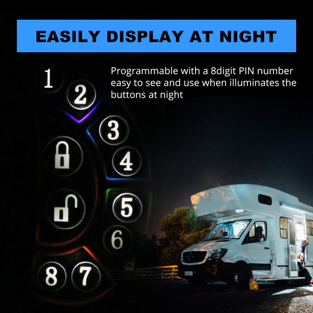 RV Keyless Entry Door Lock Handle Latch Zinc Alloy Wireless with Keypad & Fob N6502