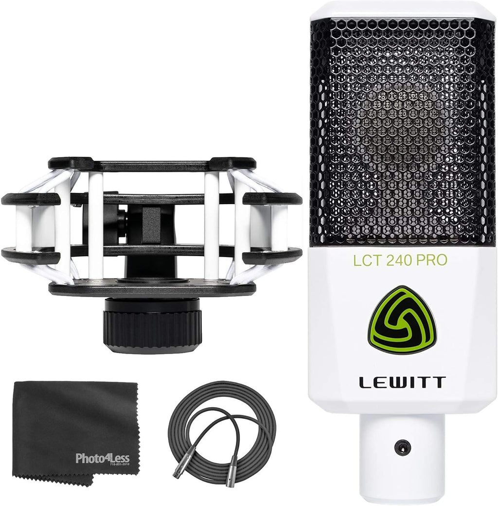 White Condenser Mic with Shock Mount and XLR Cable Q691