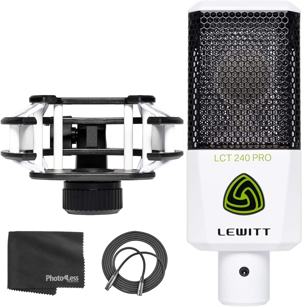 White Condenser Mic with Shock Mount and XLR Cable Q691