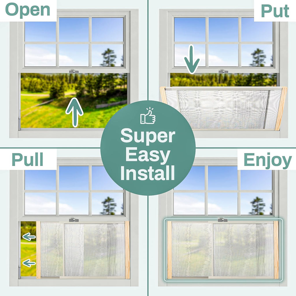 2-Pack Adjustable Window Screen 19-33 inches Wide, 18 Inch High, Bug and Mosquito Netting N602510