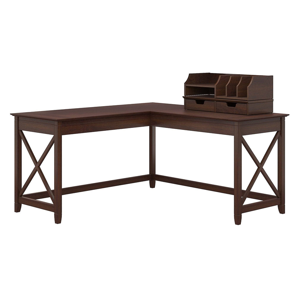Gray L Shaped Desk with Desktop Organizers Z518