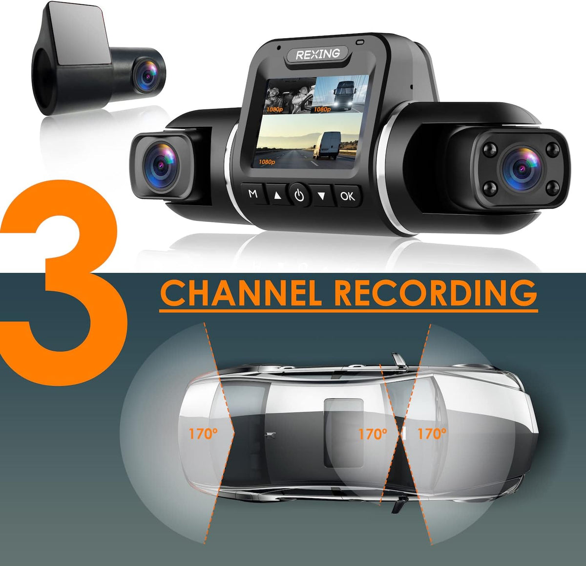 Dual Camera Dash Cam with 2.7” LCD Screen and WiFi F719435