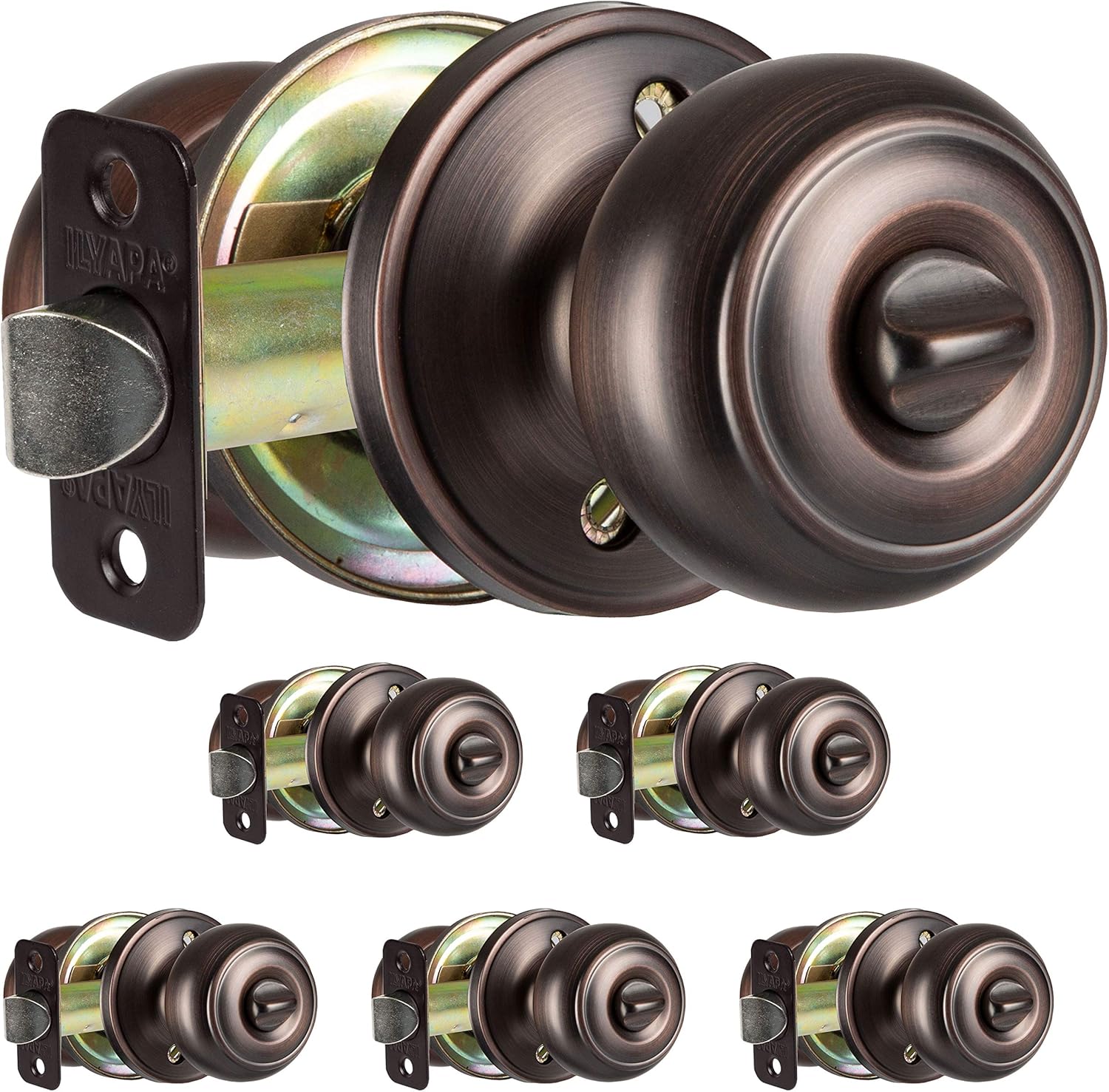 Oil Rubbed Bronze Privacy Door Knobs, Ball Style, 10 Pack D899
