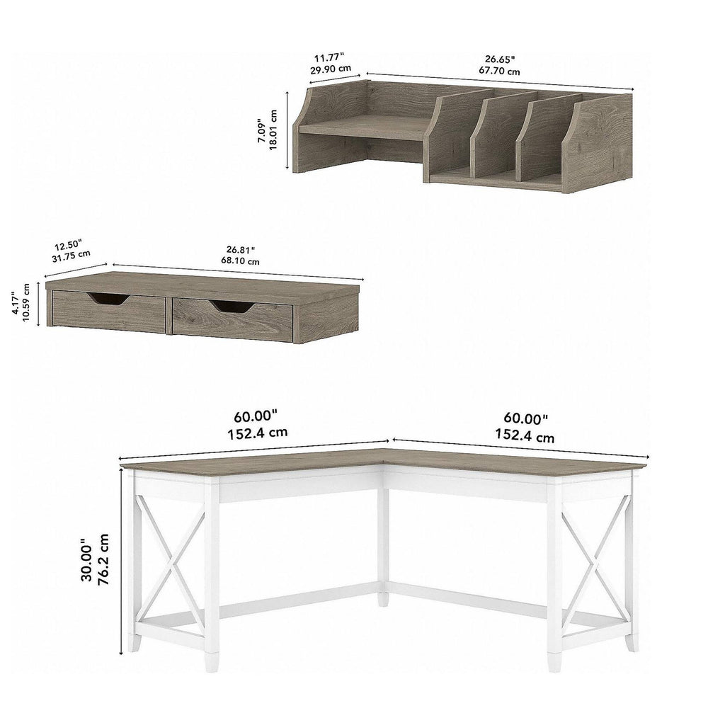 Gray L Shaped Desk with Desktop Organizers Z518