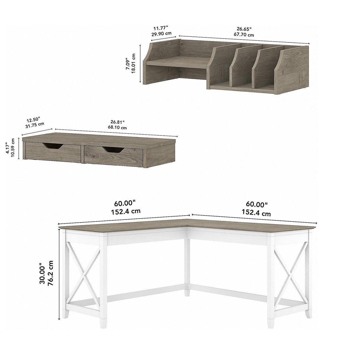 Gray L Shaped Desk with Desktop Organizers Z518