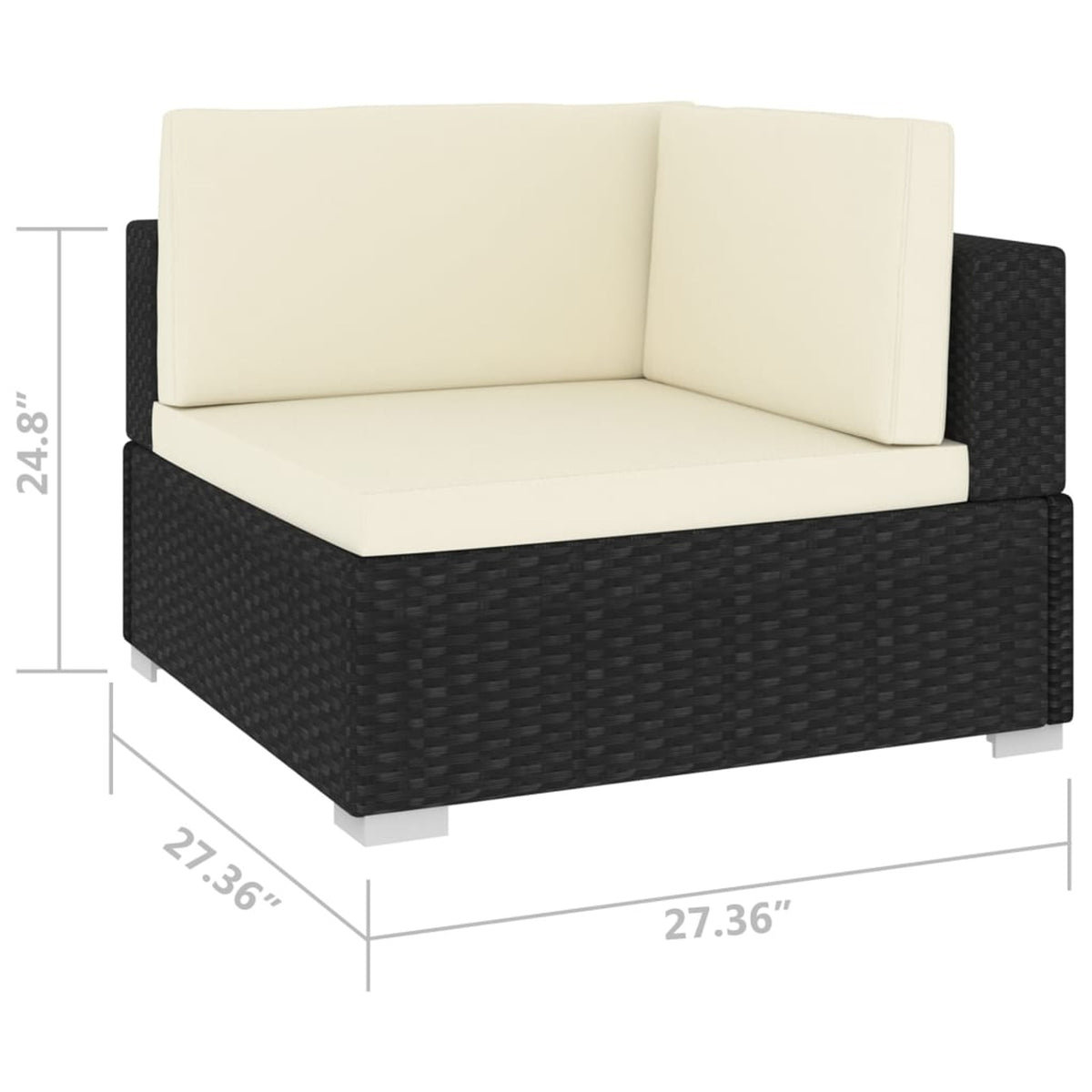 Set of 2 Black Poly Rattan Corner Sofa with Cushions Powder-Coated Steel Frame Outdoor Furniture X94721