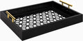 White and Gold Decorative Tray with Metal Handles B556904