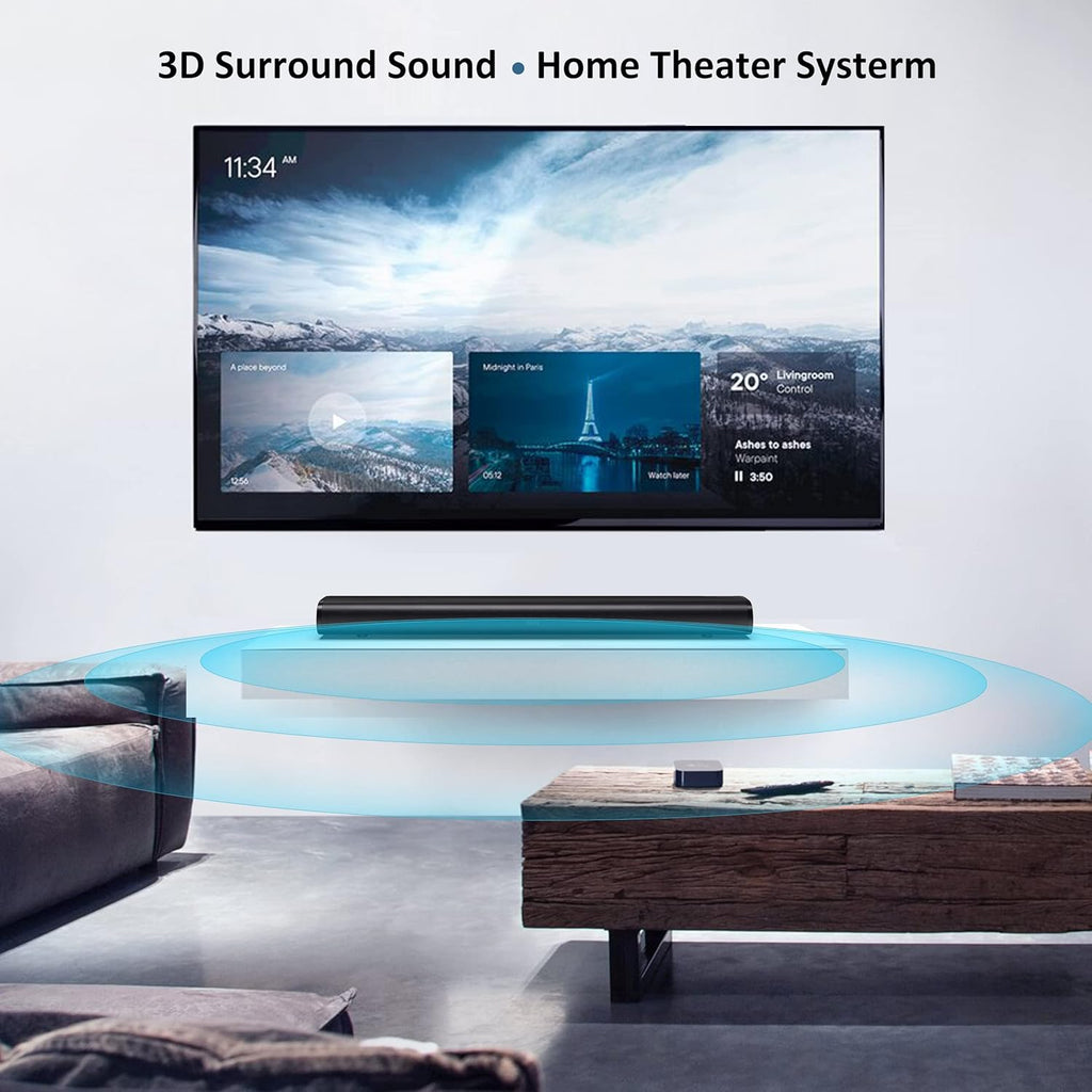 32 Inch 2.1ch Sound Bar with Dual Built-in Subwoofer, 120W, Bluetooth 5.0, HDMI/Optical/Aux/USB, Wall Mountable J432452