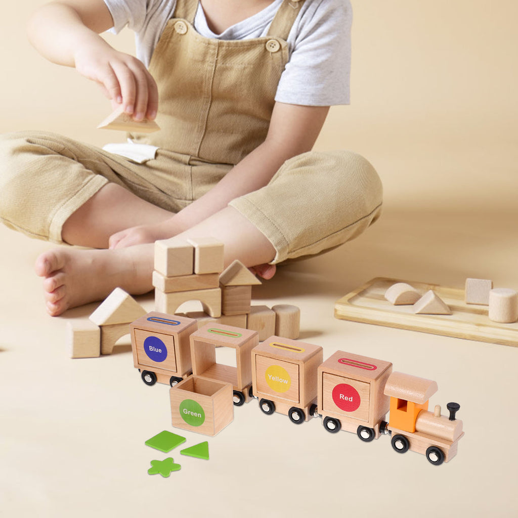 Wooden Pulling Train Building Blocks for Toddlers X15971