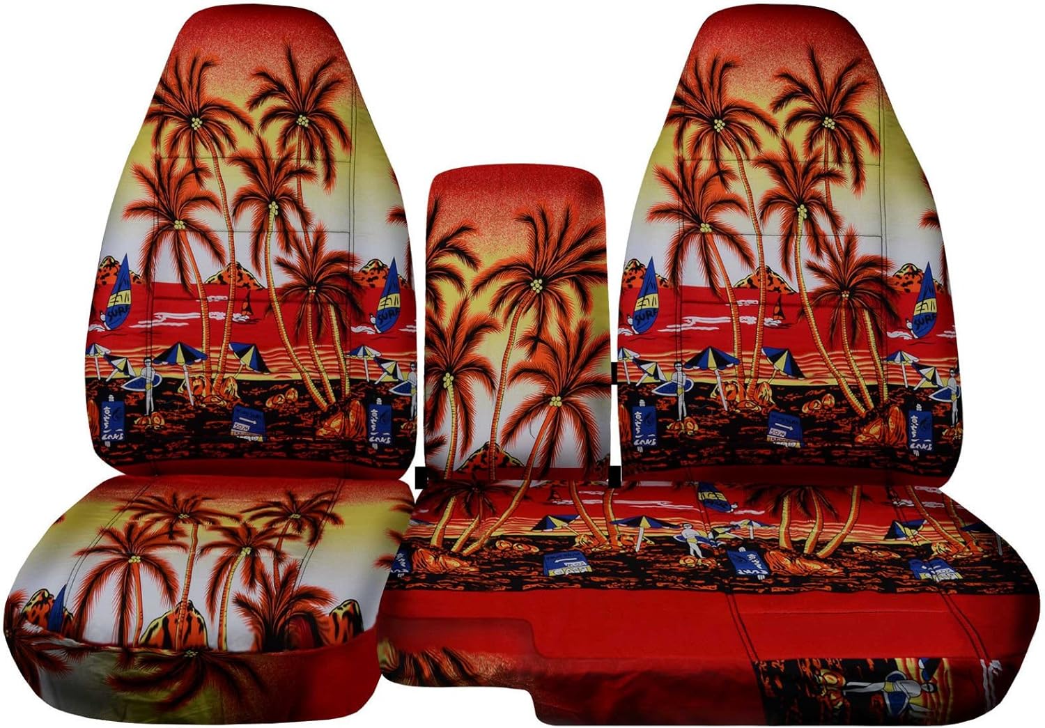 Red 60/40 Split Bench Seat Covers with Center Armrest Cover H19663