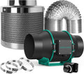 6 Inch 350CFM Inline Fan with Temperature and Humidity Controller, Carbon Filter, and 33 Feet of Ducting Combo N607