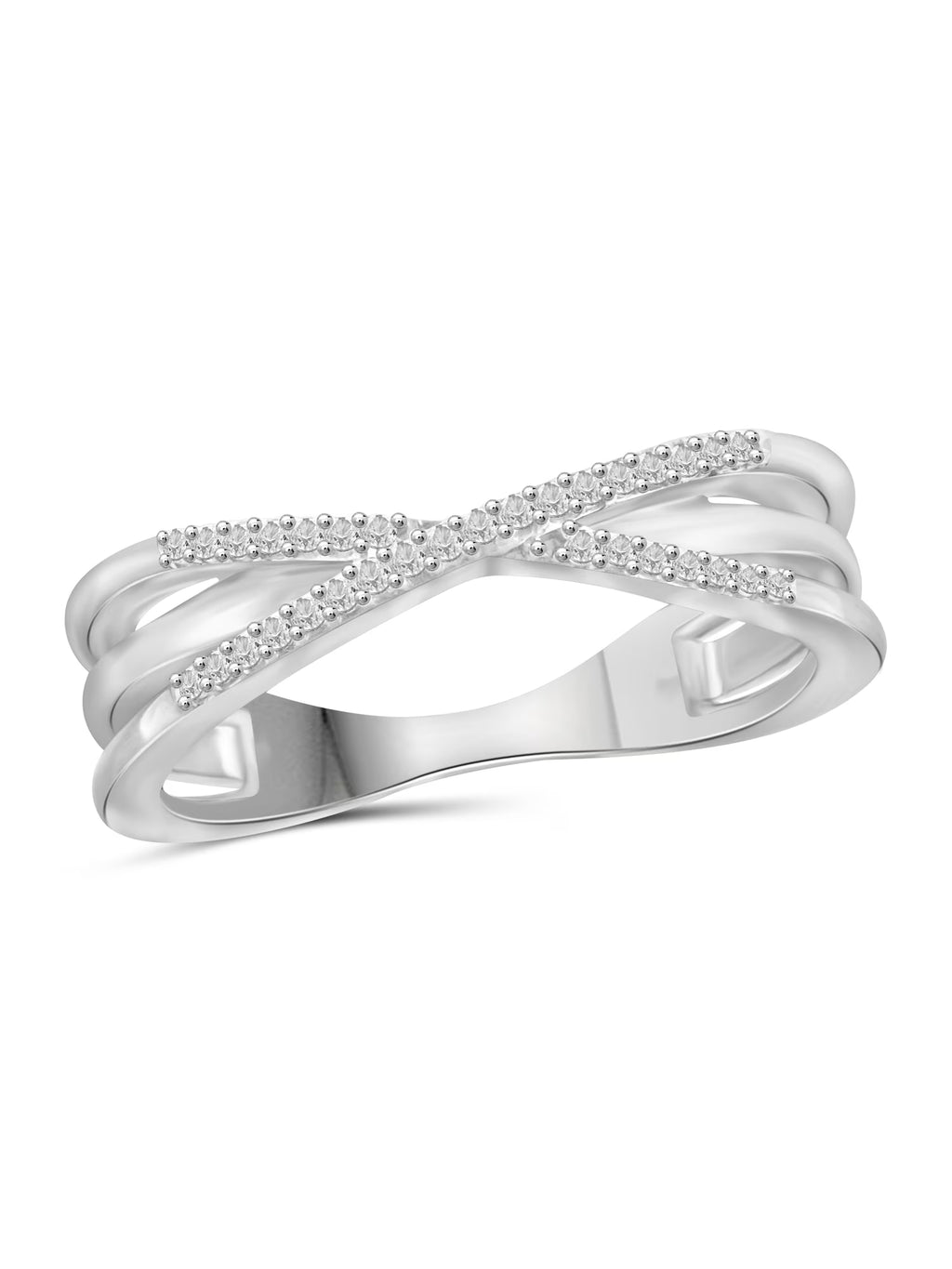Sterling Silver Criss Cross Ring with White Diamond H31988