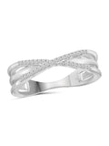 Sterling Silver Criss Cross Ring with White Diamond H31988