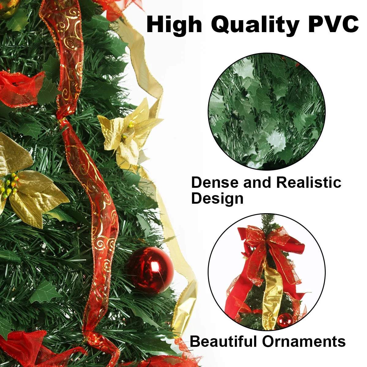 Red Gold Pre-lit Pop Up Christmas Tree with Remote M685