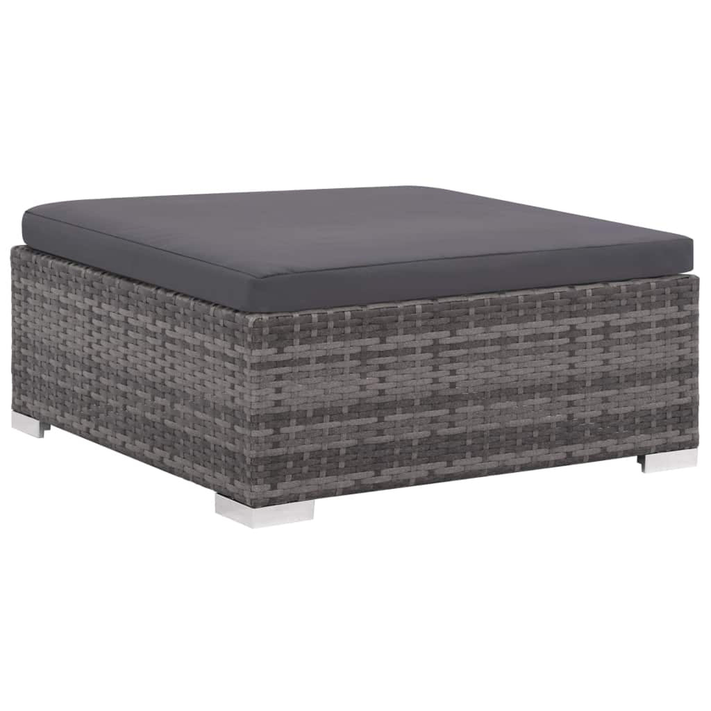 Set of 6 Poly Rattan Patio Sectional Corner Sofa with 2 Ottoman and Soft Cushions Gray Y403