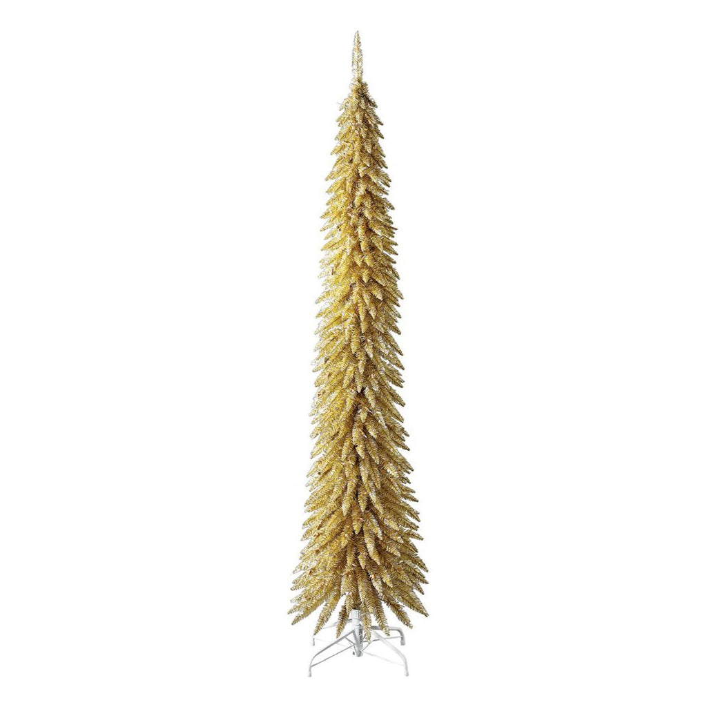 7 Foot Prelit Artificial Christmas Tree with Stand, Champagne, Gold P677