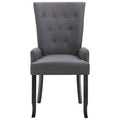 Dark Grey Fabric Dining Chair with Armrests Q799803