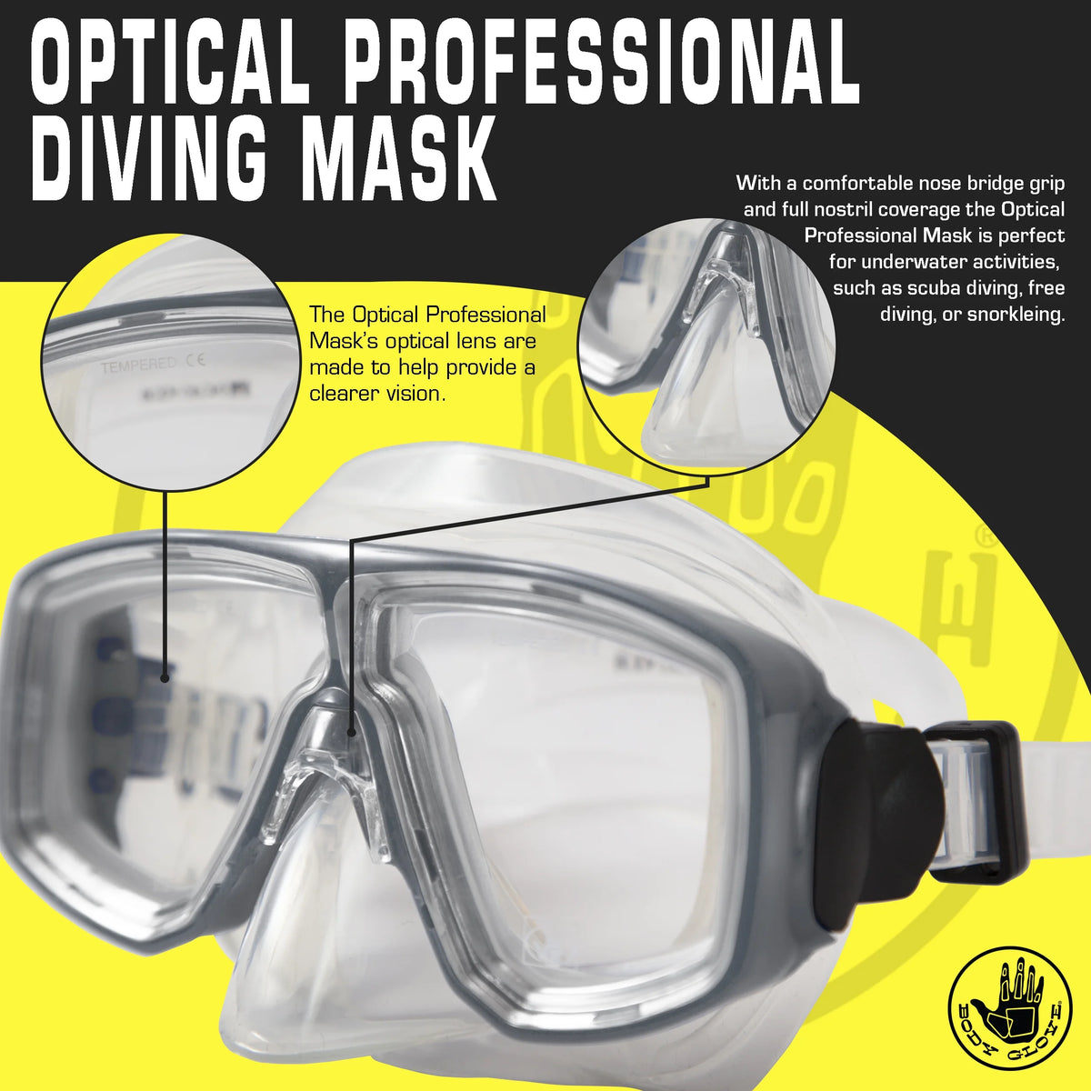 Silver Optical Corrective Lens Swim Mask R2568